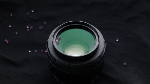 Pouring Silica Gel Camera Lens Optics — Stock video