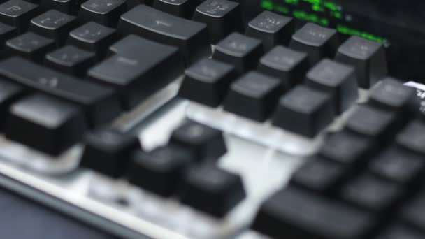 Close Modern Gaming Keyboard Backlit Rgb Keys — Stock Video