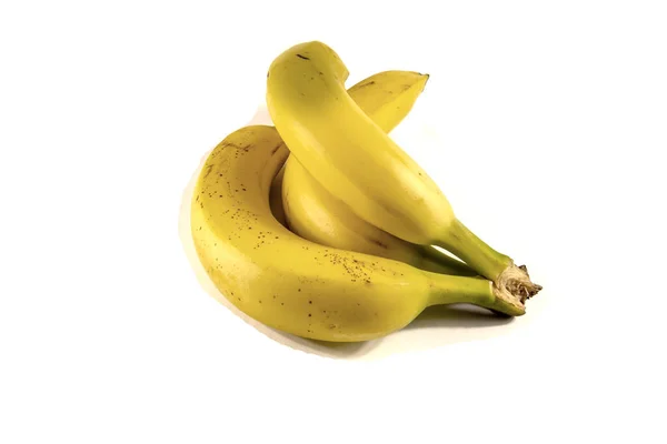 Three Bananas Isolated White — Stock Photo, Image