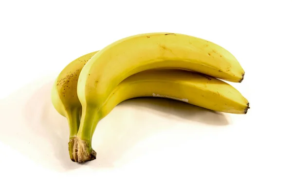 Three Bananas Isolated White — Stock Photo, Image