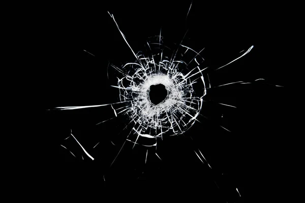 Texture Broken Glass Hole Ball Black Background Royalty Free Stock Images