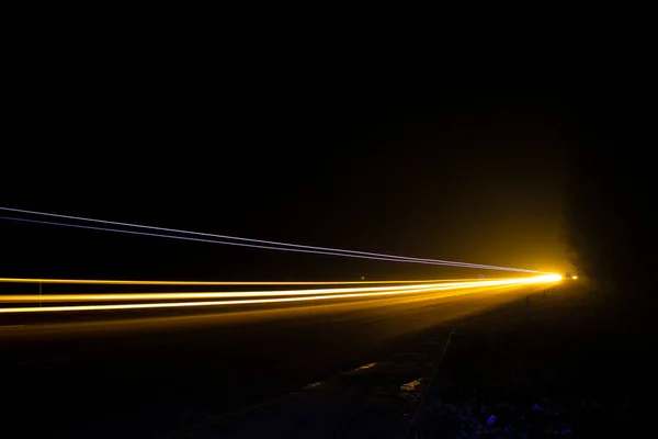 Feux Rouges Blancs Des Voitures Passage Autoroute Nuit — Photo