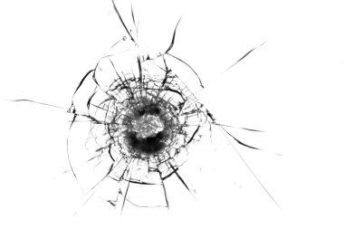 Kırık cam dokusu. Kurşun deliği.