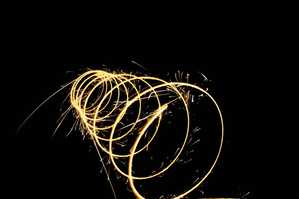 Circular Lights Sparks Black Background — Stock Photo, Image