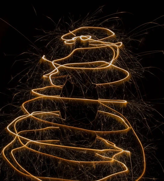 Luzes Circulares Com Faíscas Sobre Fundo Preto — Fotografia de Stock