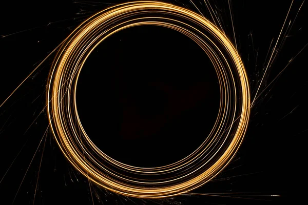 Kruhová Světla Jiskry Černém Pozadí — Stock fotografie