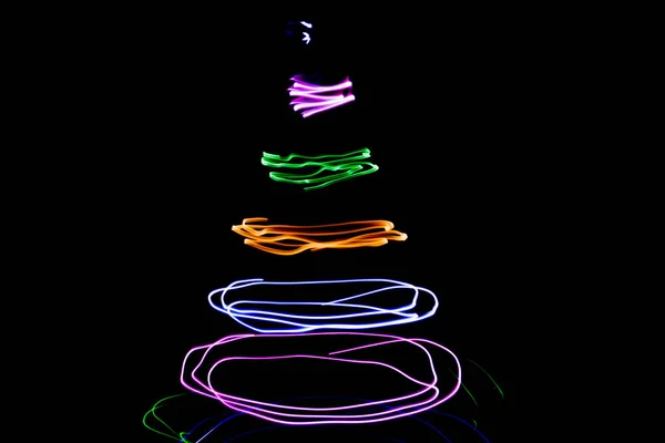 Lumières Circulaires Multicolores Sur Fond Noir — Photo