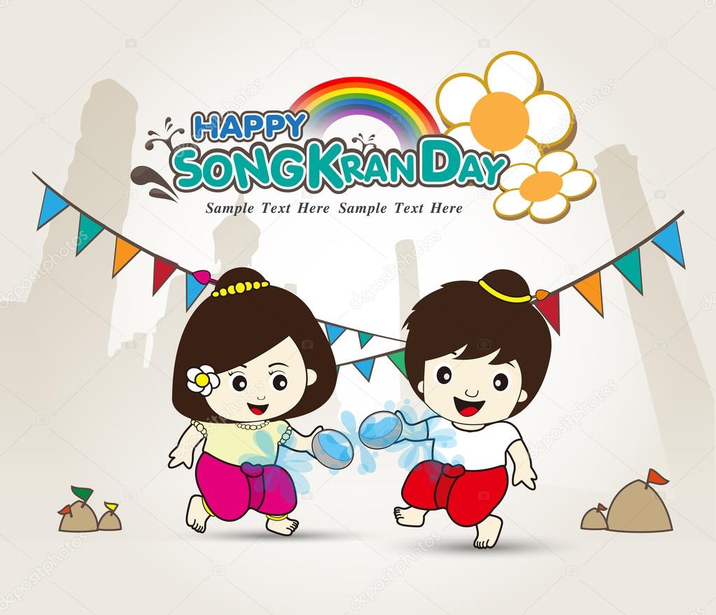 Happy Songkran Day Young Asian