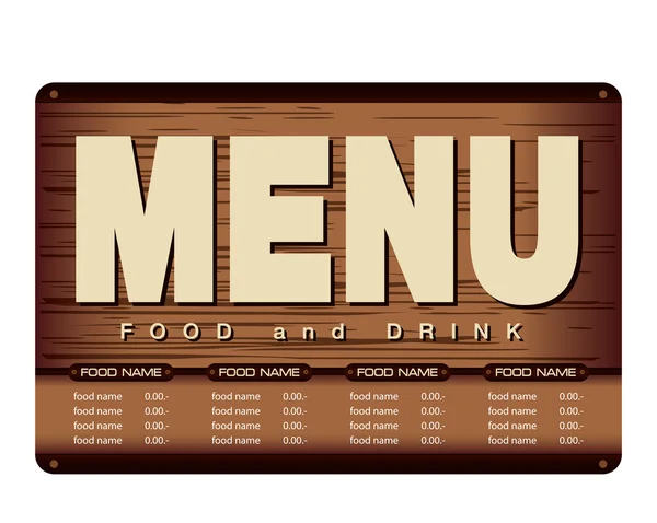 Menu Woode Background — Stock Vector