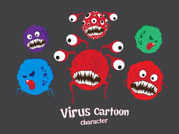 Bacteriën & virus cartoon vector — Stockvector