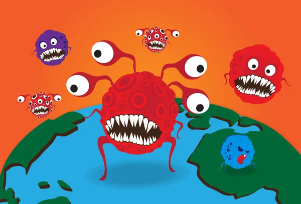 Bacteriën & virus cartoon vector — Stockvector