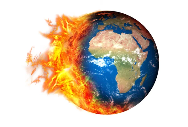 Burning globe earth and Global Warming — Stock Photo, Image