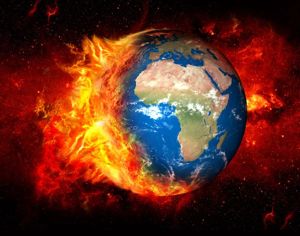 Burning globe earth and Global Warming — Stock Photo, Image