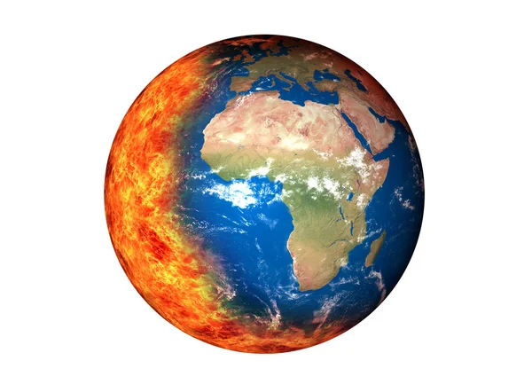 Burning globe earth and Global Warming — Stock Photo, Image