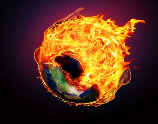 Global Warming and fire ball — Stock Photo, Image