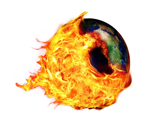 Global Warming and fire ball — Stock Photo, Image