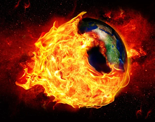Global Warming and fire ball — Stock Photo, Image