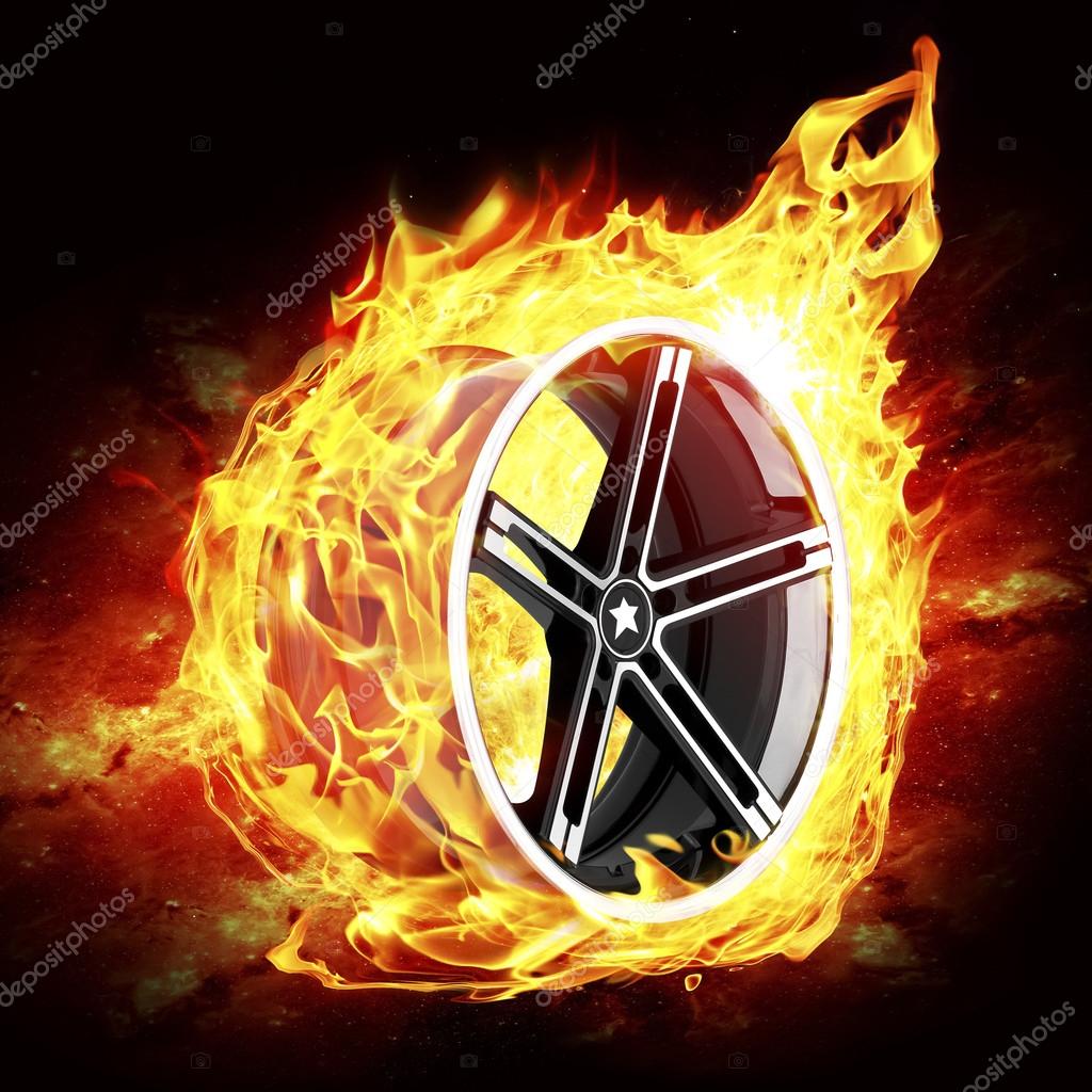 Car Alloy Wheels Fire Stock Photo by ©sazori 48585745