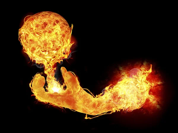 Scary Hand fire Ball — Stock Photo, Image