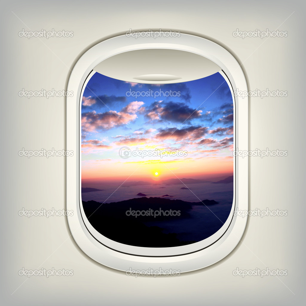 Schöne Aussicht für Fensterflugzeug Stockfotografie