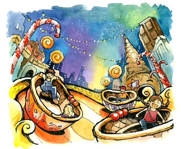 Amusement park illustration — Stock Photo, Image