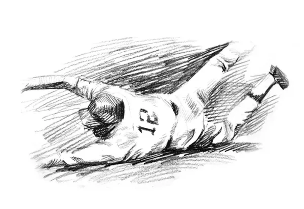 Baseball spelare hemkörning bild ritning — Stockfoto
