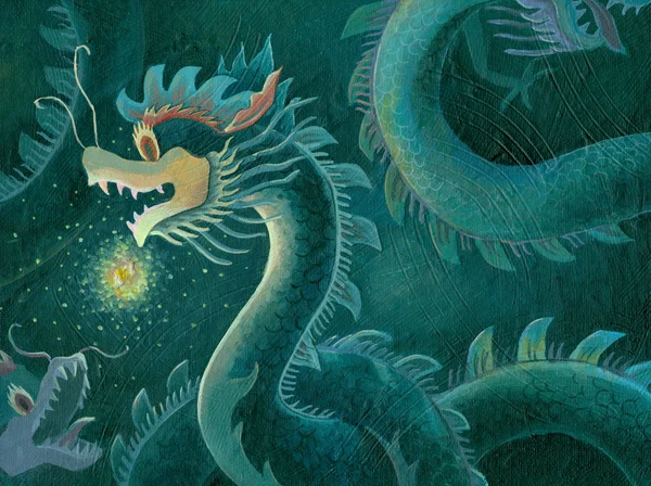 Acryl schilderij van een chinese draak — Stockfoto