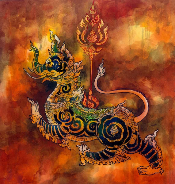 Thaï mythologie lion Sigha peinture — Photo