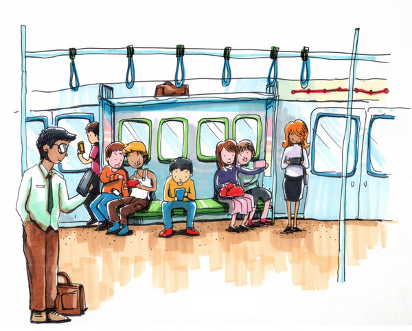 Мобильное общество. everyone is on internet and their smarphone
