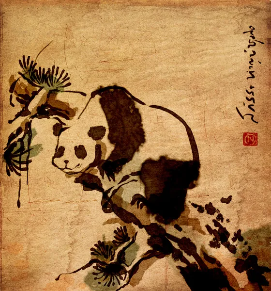 Chinees schilderij dierlijke panda — Stockfoto