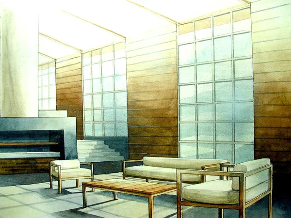 Modern living room loft with light — Stock Photo, Image