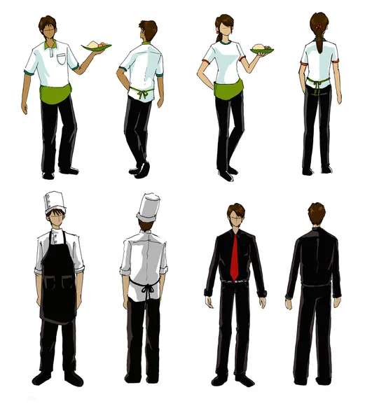 Restaurante personas e ilustración uniforme —  Fotos de Stock