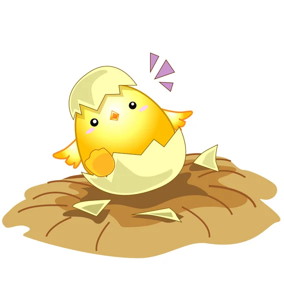 Cartoon new born baby chicken egg — Stock Vector