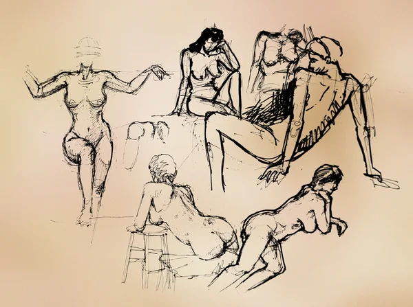 Nude women drawing — Stock Photo, Image