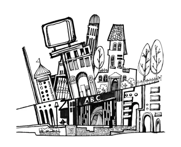 Stadtgrafische Zeichnung — Stockfoto