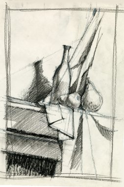 kompozisyon, hala beyaz çizim nesneleri