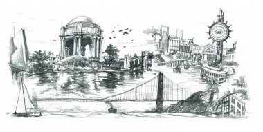 san francisco seyahat Simgesel Yapı çizim