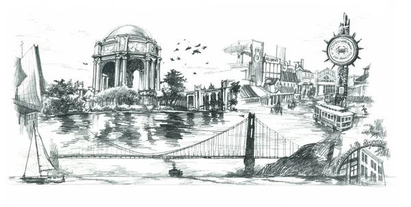 San Francisco Voyage point de repère dessin — Photo