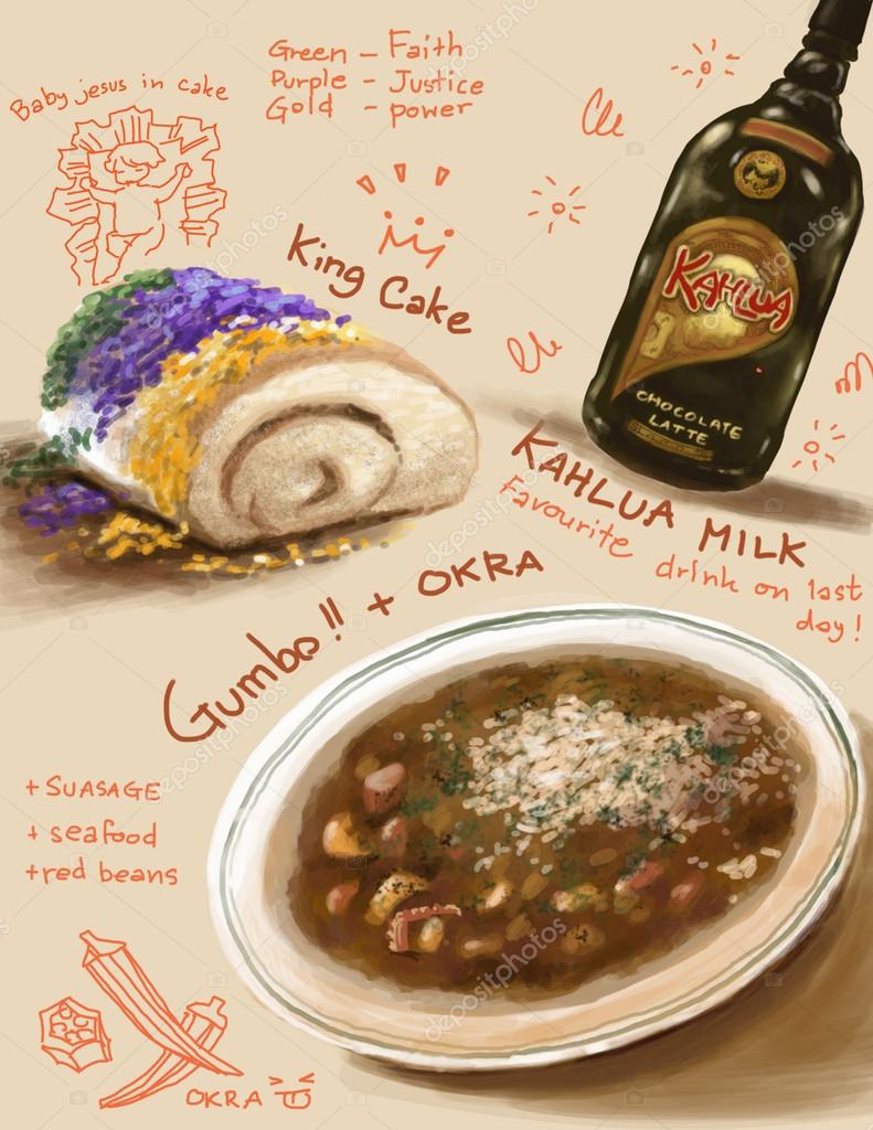 new-orleans-southern-food-illustration-stock-editorial-photo