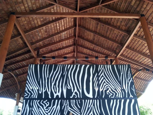 Resort lobby african theme, zebra pattern wall design — Stock Photo, Image