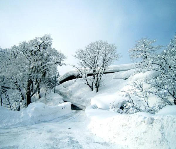 Inverno neve scena strada — Foto Stock