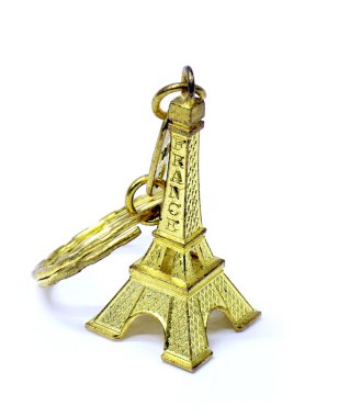 Beyaz arka plan üzerinde izole eiffel Anahtarlık