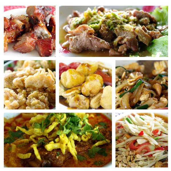 Collage de comida tailandesa — Foto de Stock