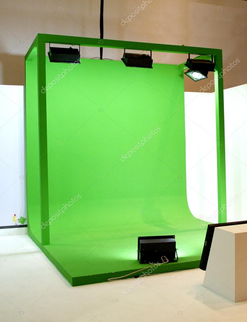 Green screen set for movie shooting