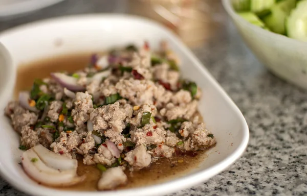 Carne de porco picada comida tailandesa — Fotografia de Stock
