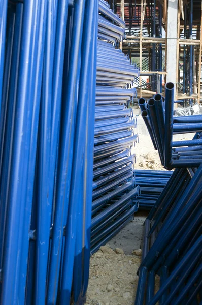 Blue metal pipe for construction — Stock Photo, Image