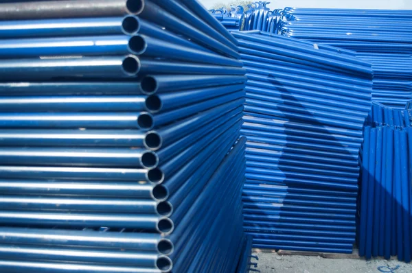 Blue metal pipe for construction — Stock Photo, Image