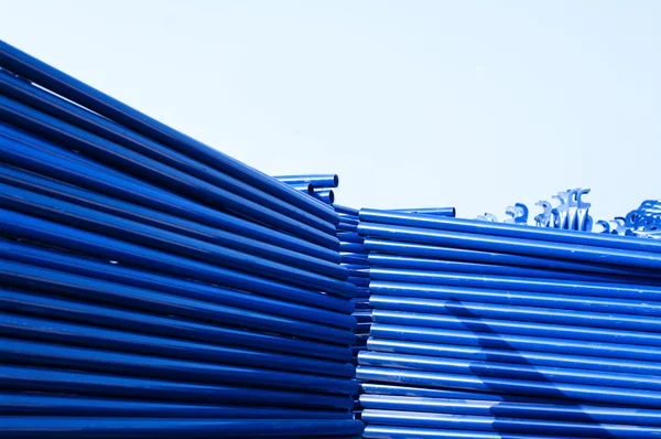 Blue metal pipe for construction — Stock Photo, Image