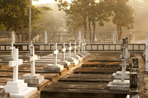 Cemetery graveyard in the morning — Stock Photo, Image