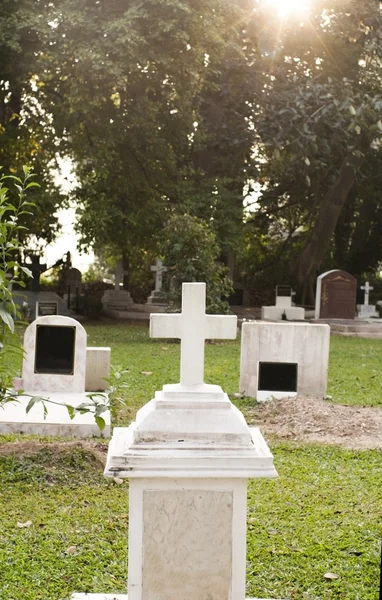 Cemetery graveyard in the morning — Stock Photo, Image